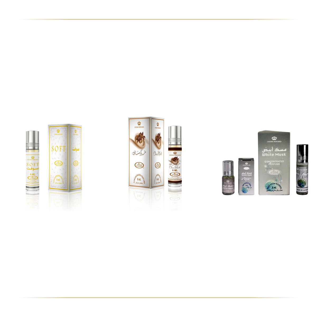 Auswahl originaler Al Rehab Parfümöle Soft, Choco Musk und White Musk