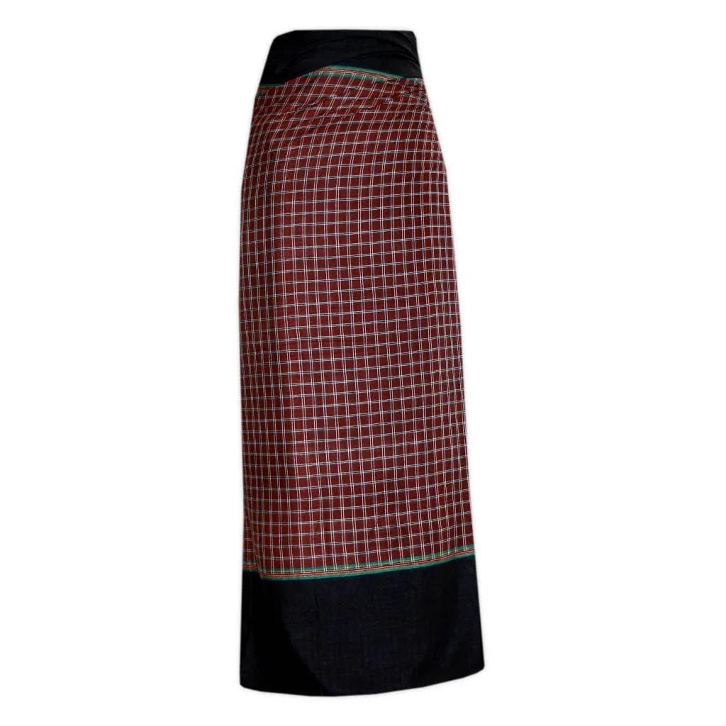 Dhoti -Hüfttuch Beinkleid - Dunkelrot kariert Oriental-Style | Oriental-Style