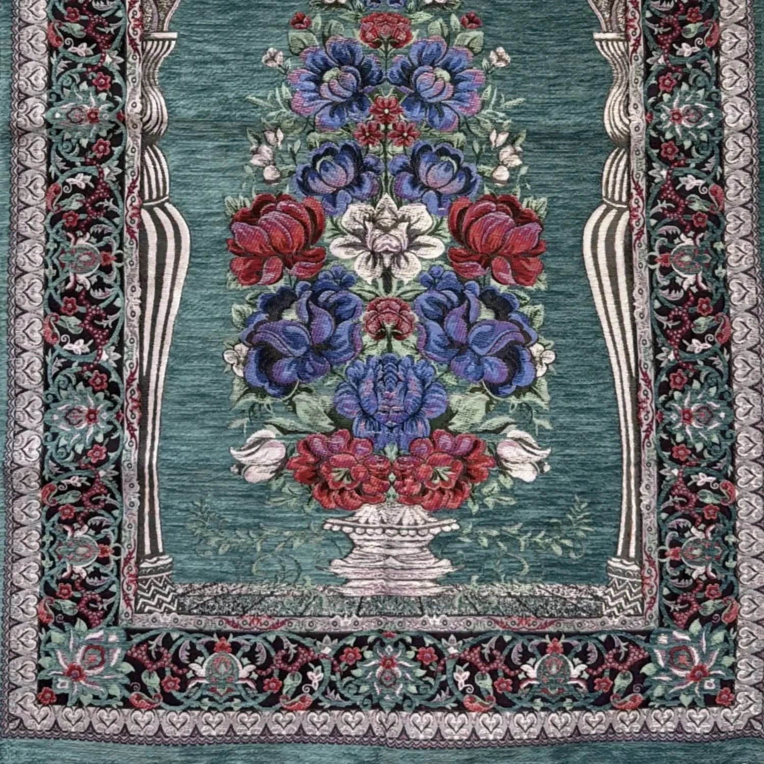 Gebetsteppich Luxus Seccade – Petrolgrün – Duft von Oriental - Style | oriental - style.de