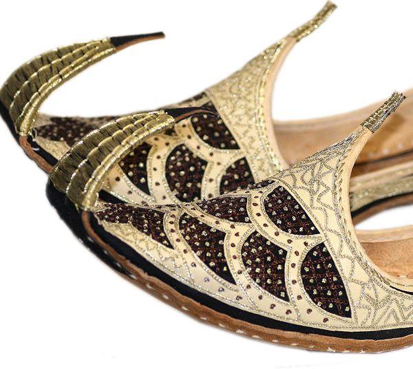 Indische Schnabelschuhe - Khussa in Gold-Schwarz Oriental-Style | Oriental-Style