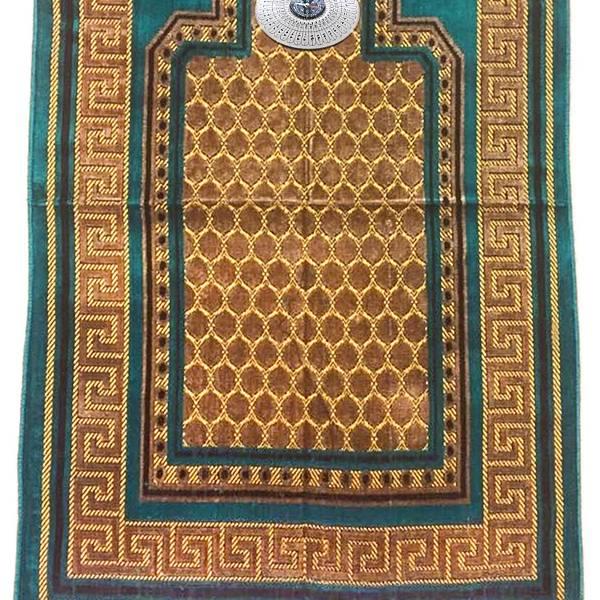 Gebetsteppich - Seccade in Türkisblau mit Kompass Oriental-Style | Oriental-Style