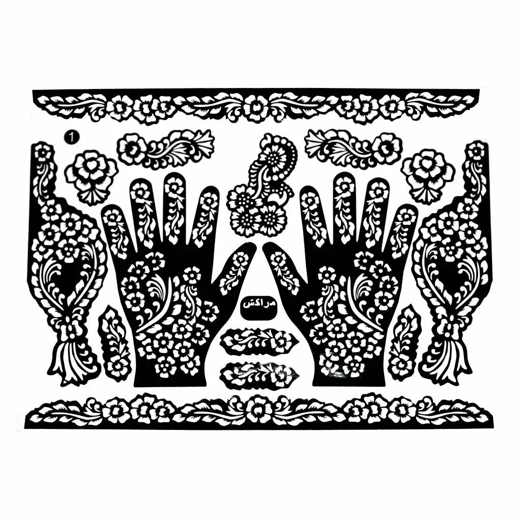 Selbstklebende Hennaschablonen Für Tattoos Maxiset (38cm x 27cm) Oriental-Style | Oriental-Style