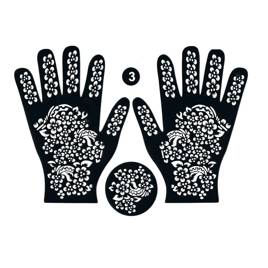 Selbstklebende Hennaschablone - Hand 3-Teilig Oriental-Style | Oriental-Style