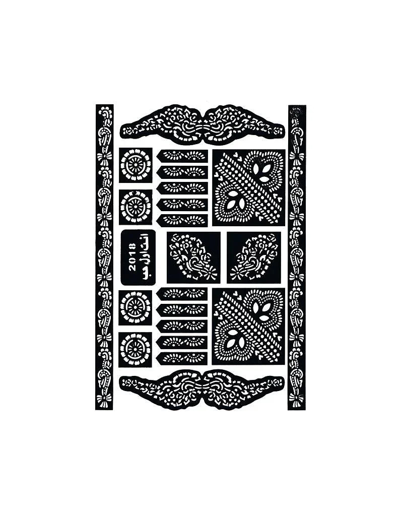 Selbstklebende Tattoo Hennaschablonen - Maxiset (29cm x 20cm) Oriental-Style | Oriental-Style
