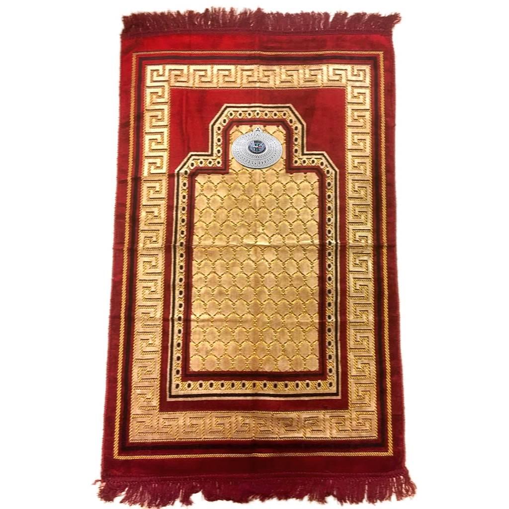 Gebetsteppich - Seccade in Dunkelrot mit Kompass Oriental-Style | Oriental-Style