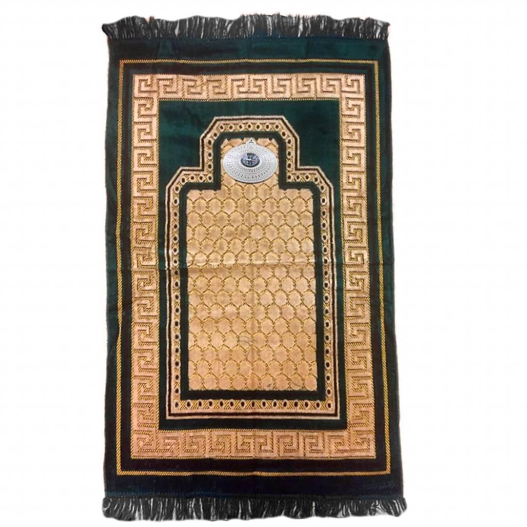 Gebetsteppich - Seccade in Dunkelgrün mit Kompass Oriental-Style | Oriental-Style