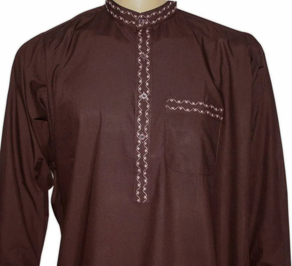 Salwar Kameez Herren - Braun mit Stickerei Oriental-Style | Oriental-Style
