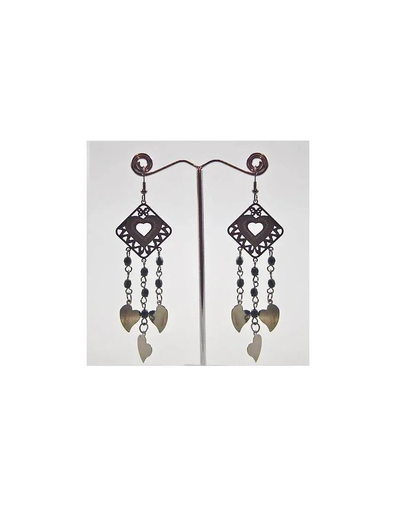 Hängeohrringe Schwarzmetallic - Hearts Oriental-Style | Oriental-Style