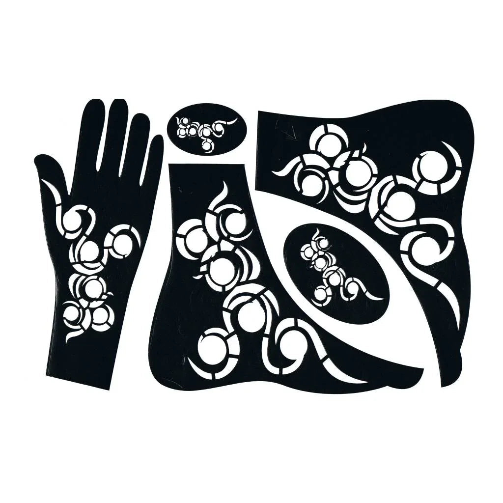 Selbstklebende Hennaschablone - Hand/Fuß 5-Teilig Oriental-Style | Oriental-Style