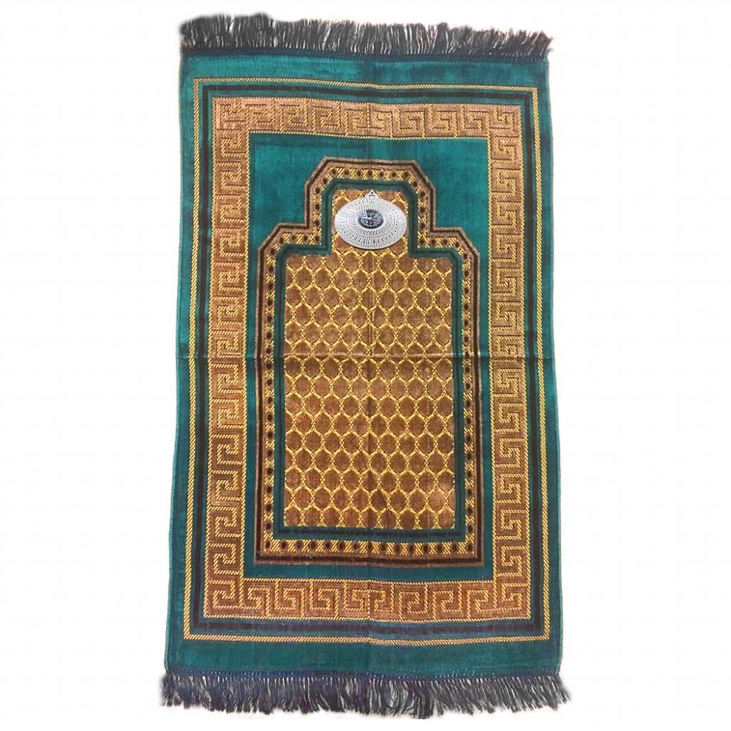 Gebetsteppich - Seccade in Türkisblau mit Kompass Oriental-Style | Oriental-Style
