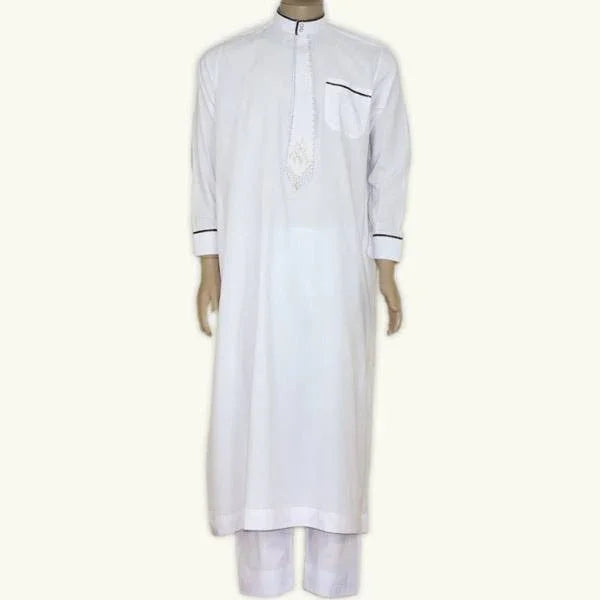 Arabische Galabiyah mit passender Hose in Weiss Oriental-Style | Oriental-Style