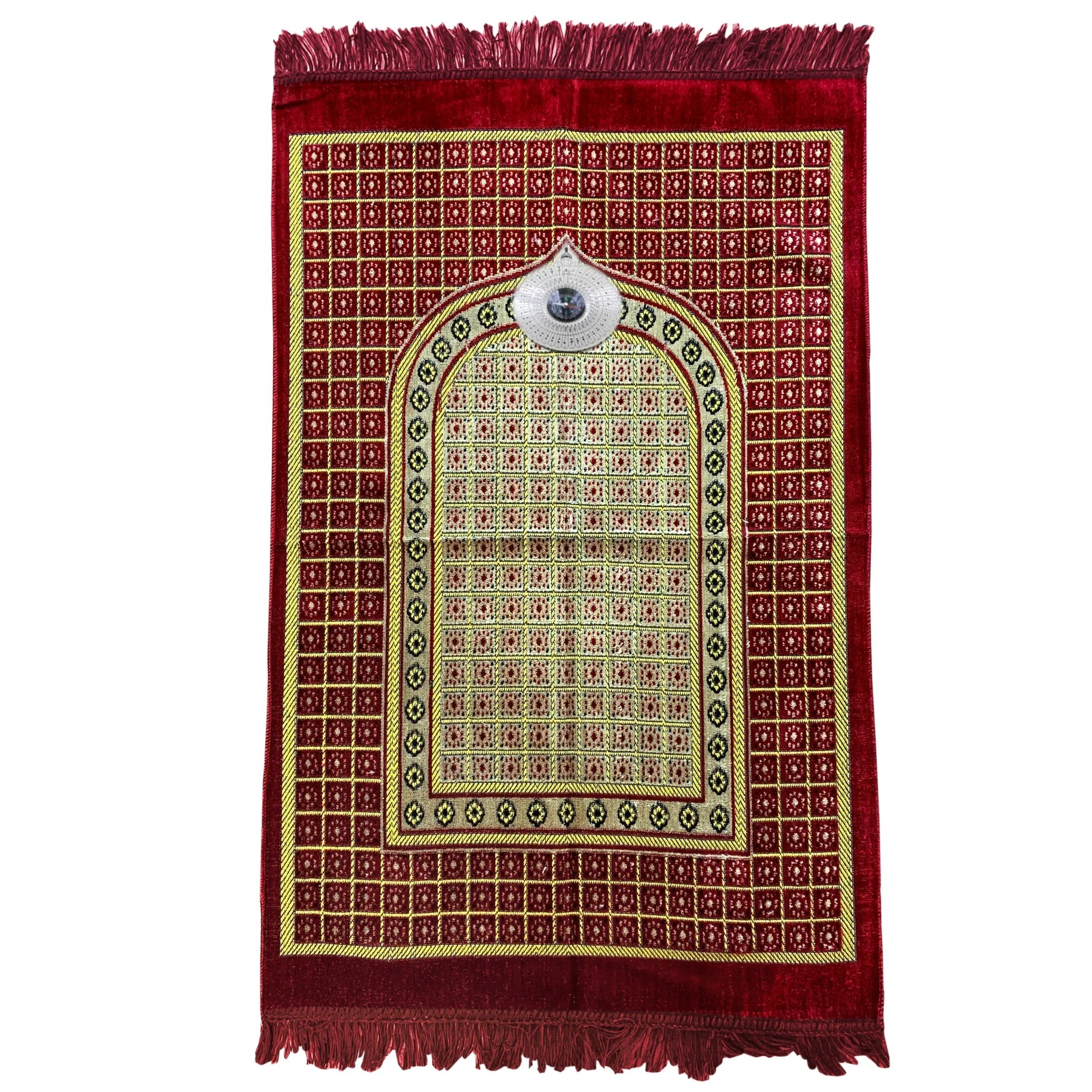 Gebetsteppich - Seccade in Rot mit Kompass Oriental-Style | Oriental-Style