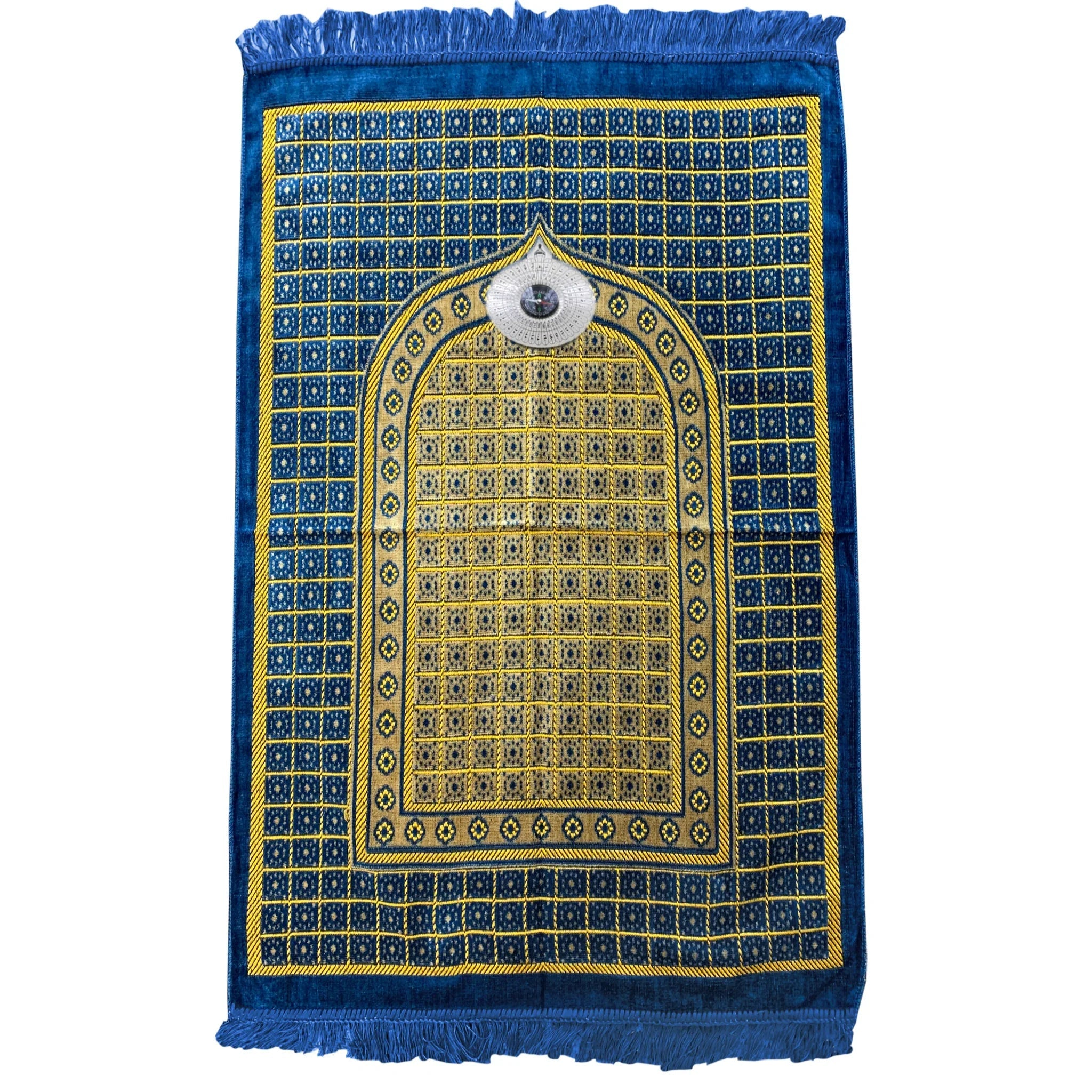 Gebetsteppich - Seccade in Blau mit Kompass Oriental-Style | Oriental-Style