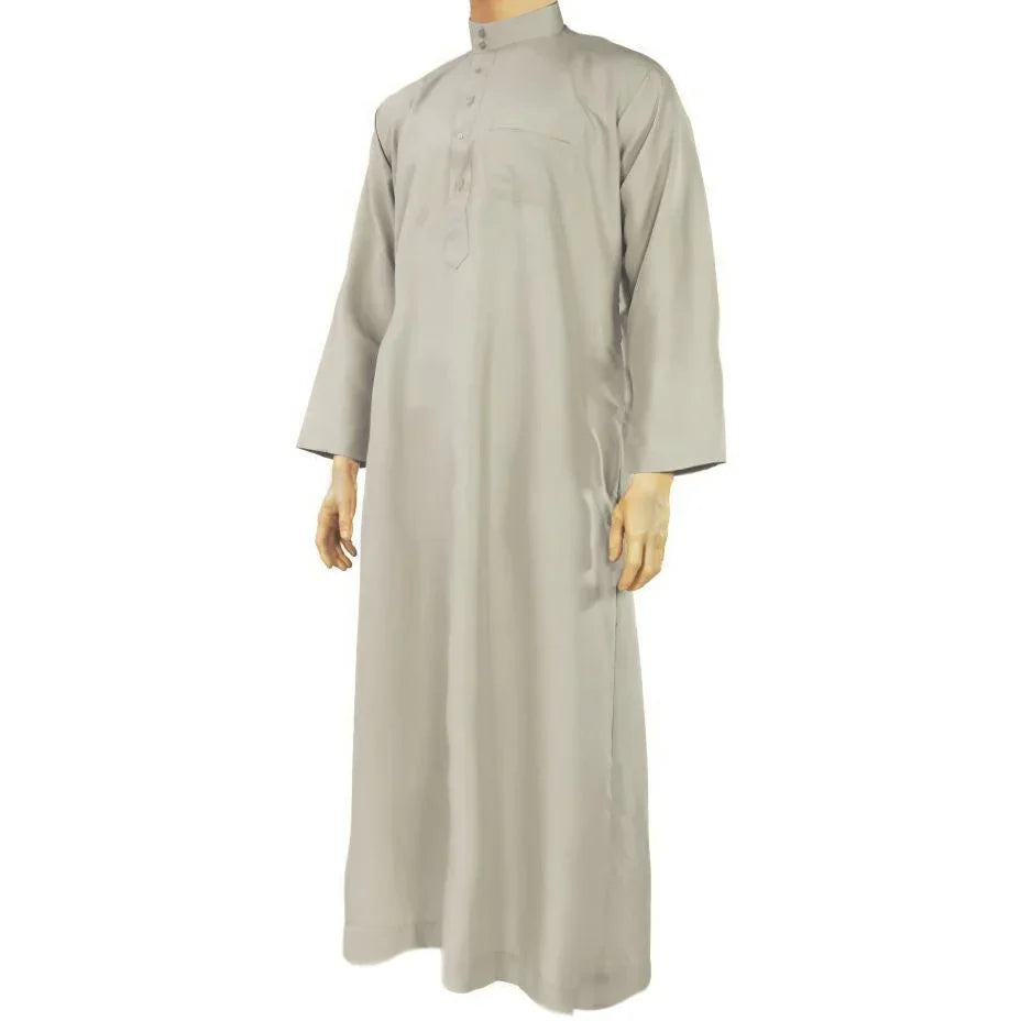Al Haramain Arabische Jalabiya Djellabia Kaftan Für Männer In Grau Oriental-Style | Oriental-Style