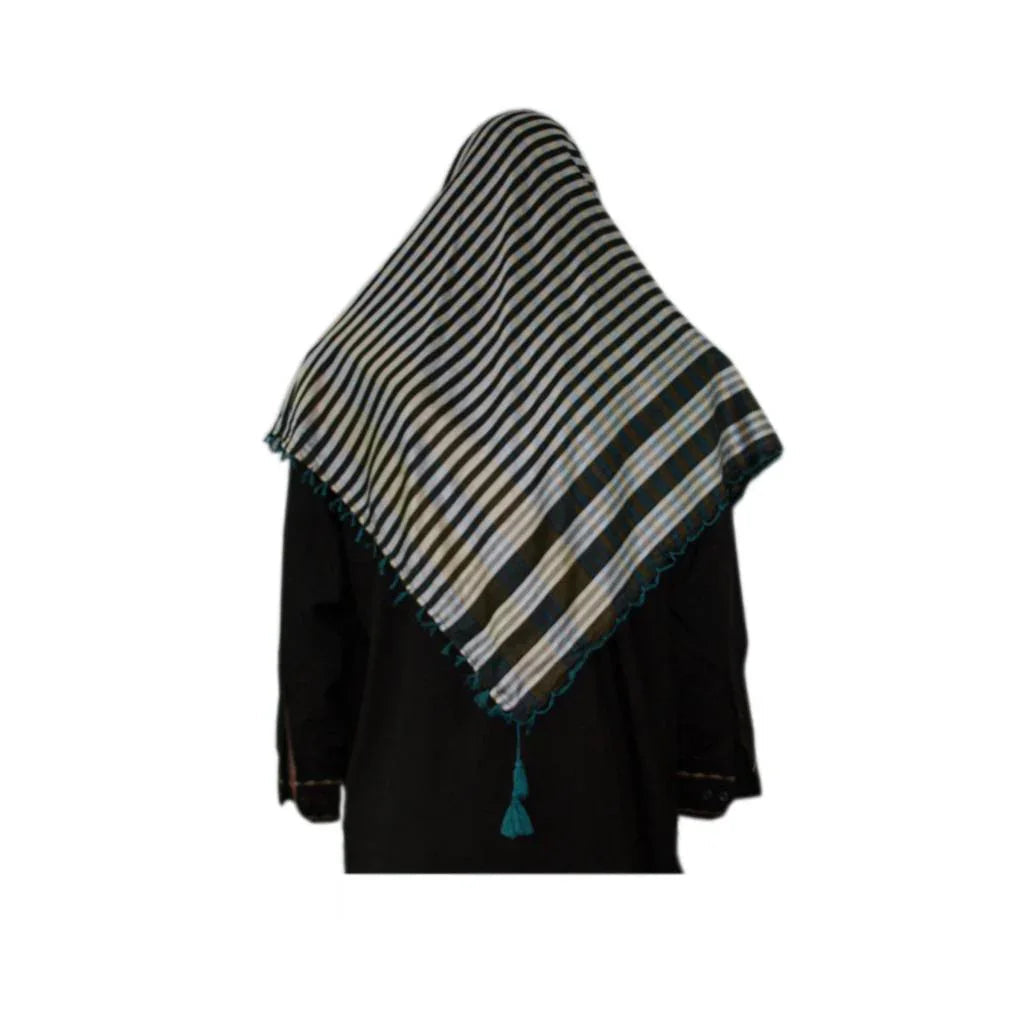 Großes Tuch - Shimagh in Braun-Türkisblau 120x115cm Oriental-Style | Oriental-Style