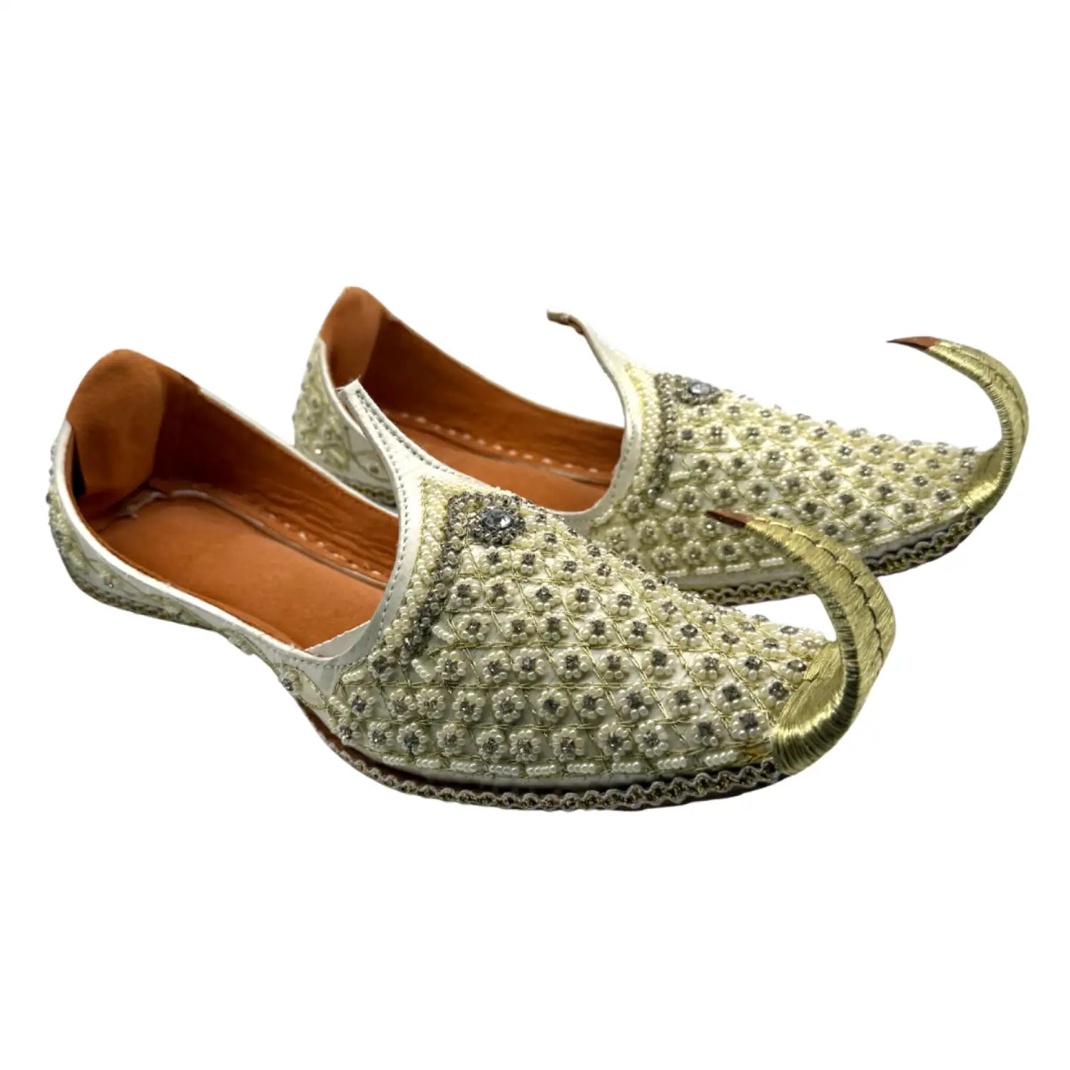 Indian Beak Shoes - Oriental Khussa In Cream