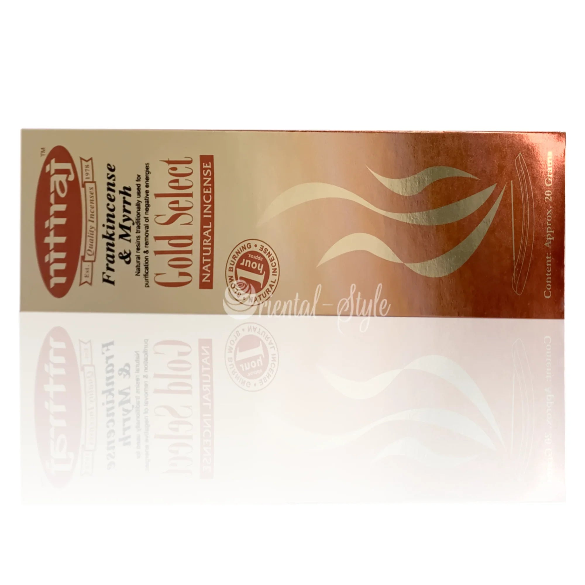 Premium Räucherstäbchen Nitiraj Gold Select Weihrauch Myrrhe (20g) Nitiraj | Oriental-Style