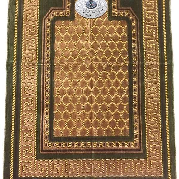 Gebetsteppich - Seccade in Grün mit Kompass Oriental-Style | Oriental-Style