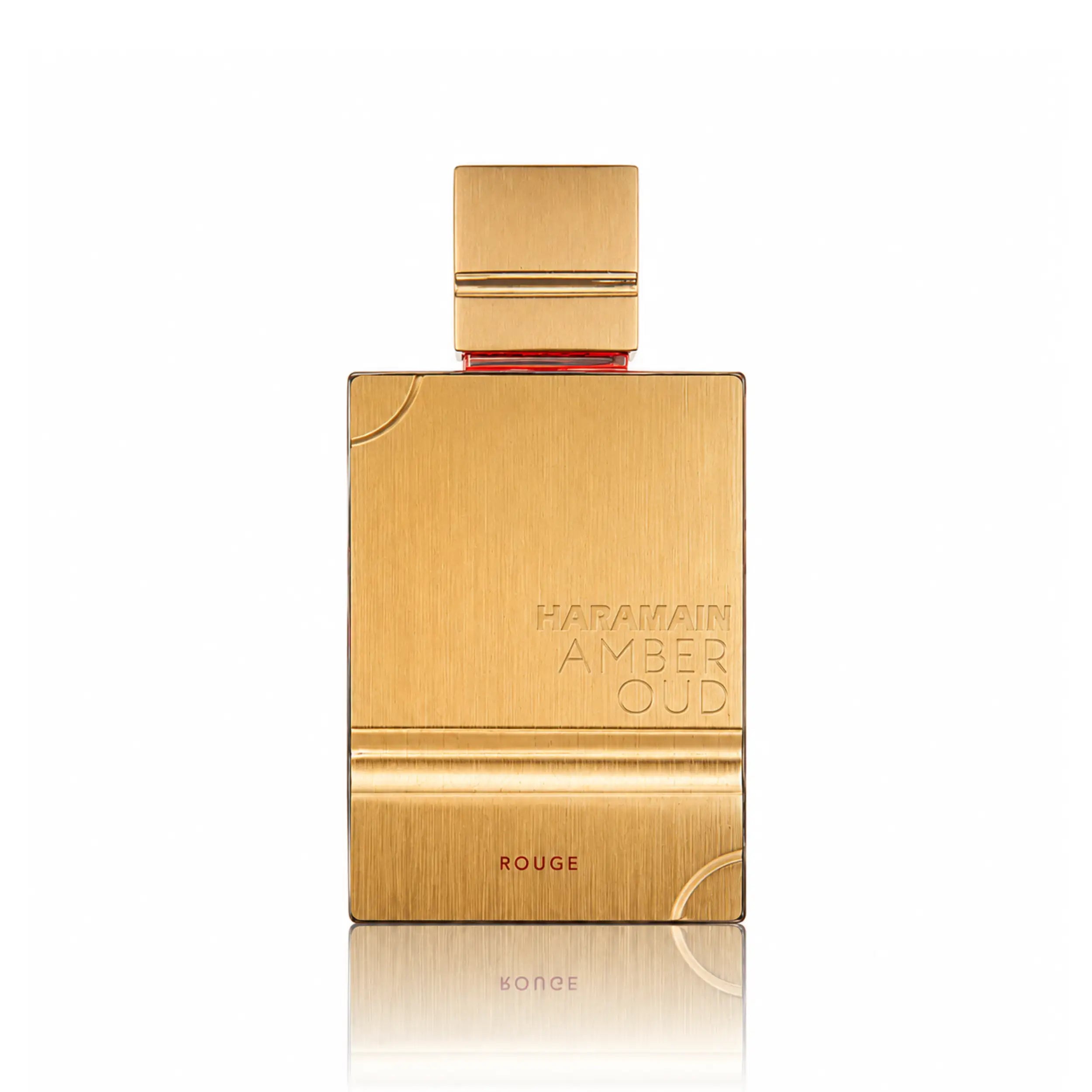 Flakon von Al Haramain Amber Oud Rouge Eau de Parfum 60 ml für Damen und Herren mit Safran, Ambergris, Moschus und Zedernholz