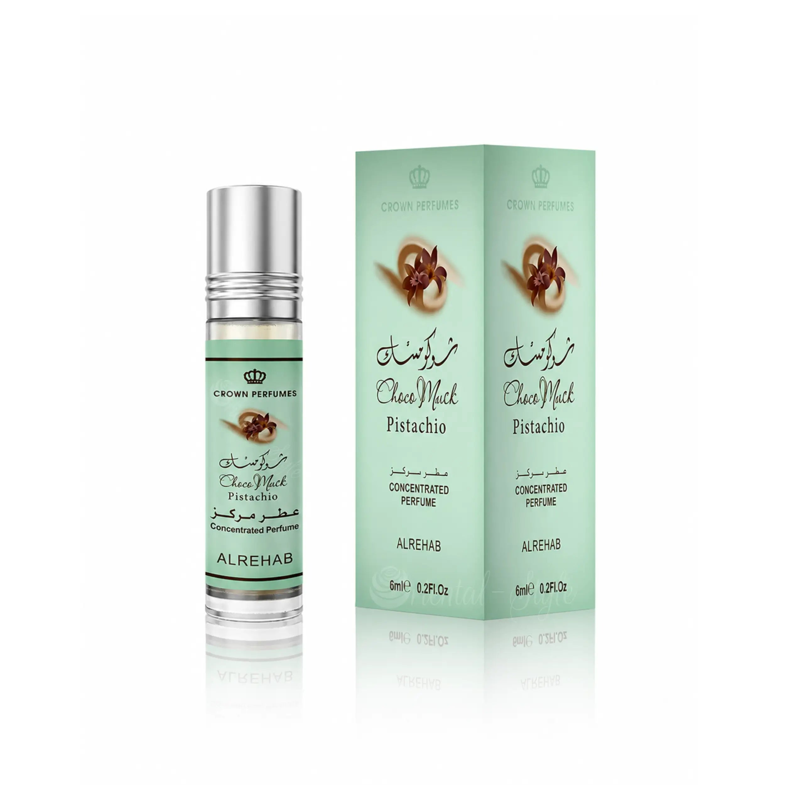 Al Rehab Choco Musk Pistachio Parfümöl 6ml mit Pistazie, Kakao, Vanille und weißem Moschus – Oriental-Style