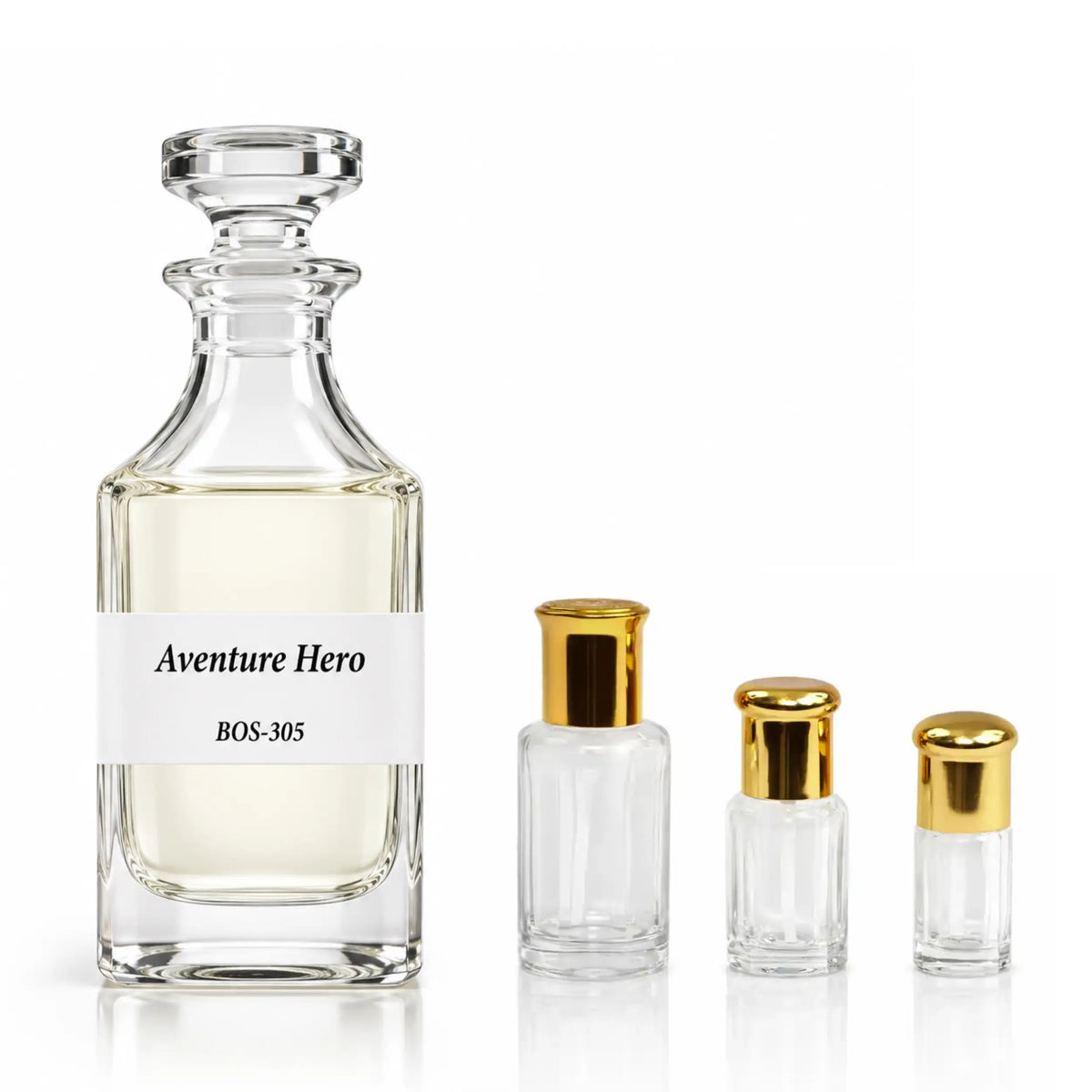 Aventure Hero Sultan Essancy Parfümöl mit Glasflakon und goldenen Rollerflakons
