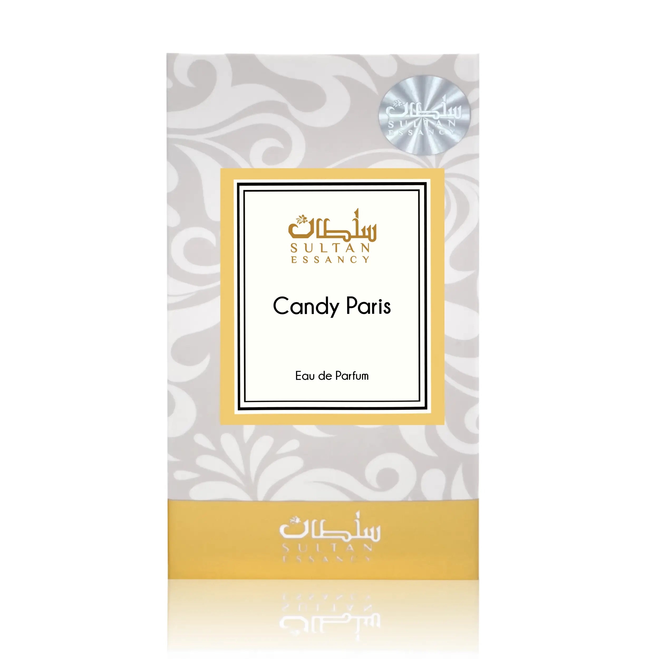 Verpackung des Candy Paris Parfüm-Dupes mit Pfirsich, Himbeere und Fruchtgummi