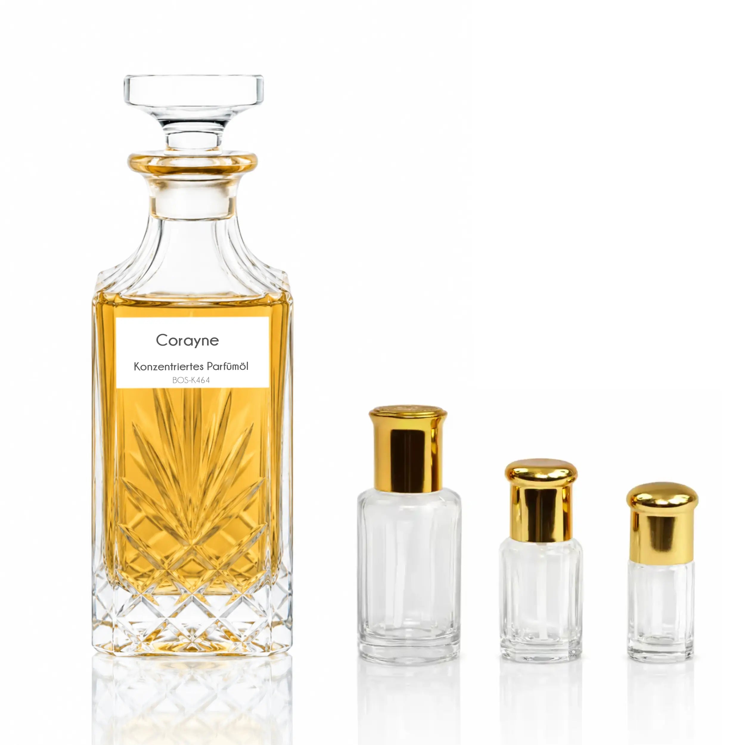 Corayne Parfümöl von Sultan Essancy für Damen und Herren, süßer Kirschduft mit Cognac, Tabak, Tonka und cremiger Vanille, gezeigt in verschiedenen Flakongrößen