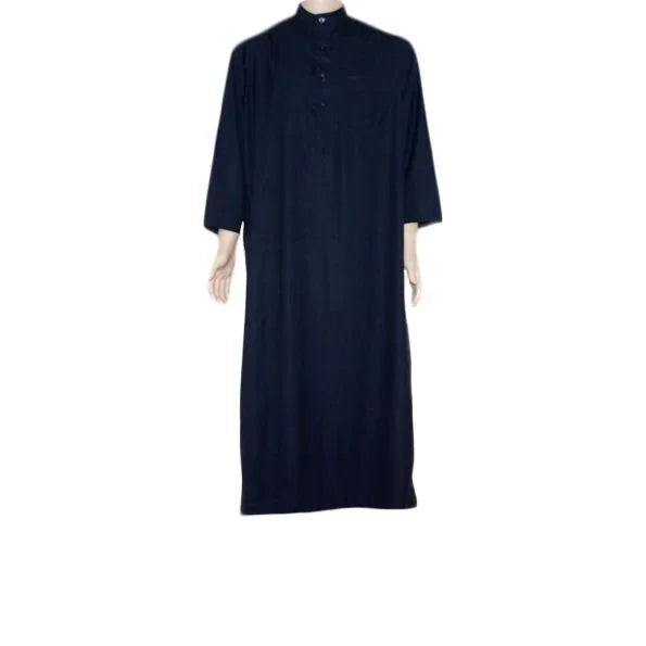 Arabischer Kaftan, Galabiyah m. Stehkragen in Dunkelblau Oriental-Style | Oriental-Style