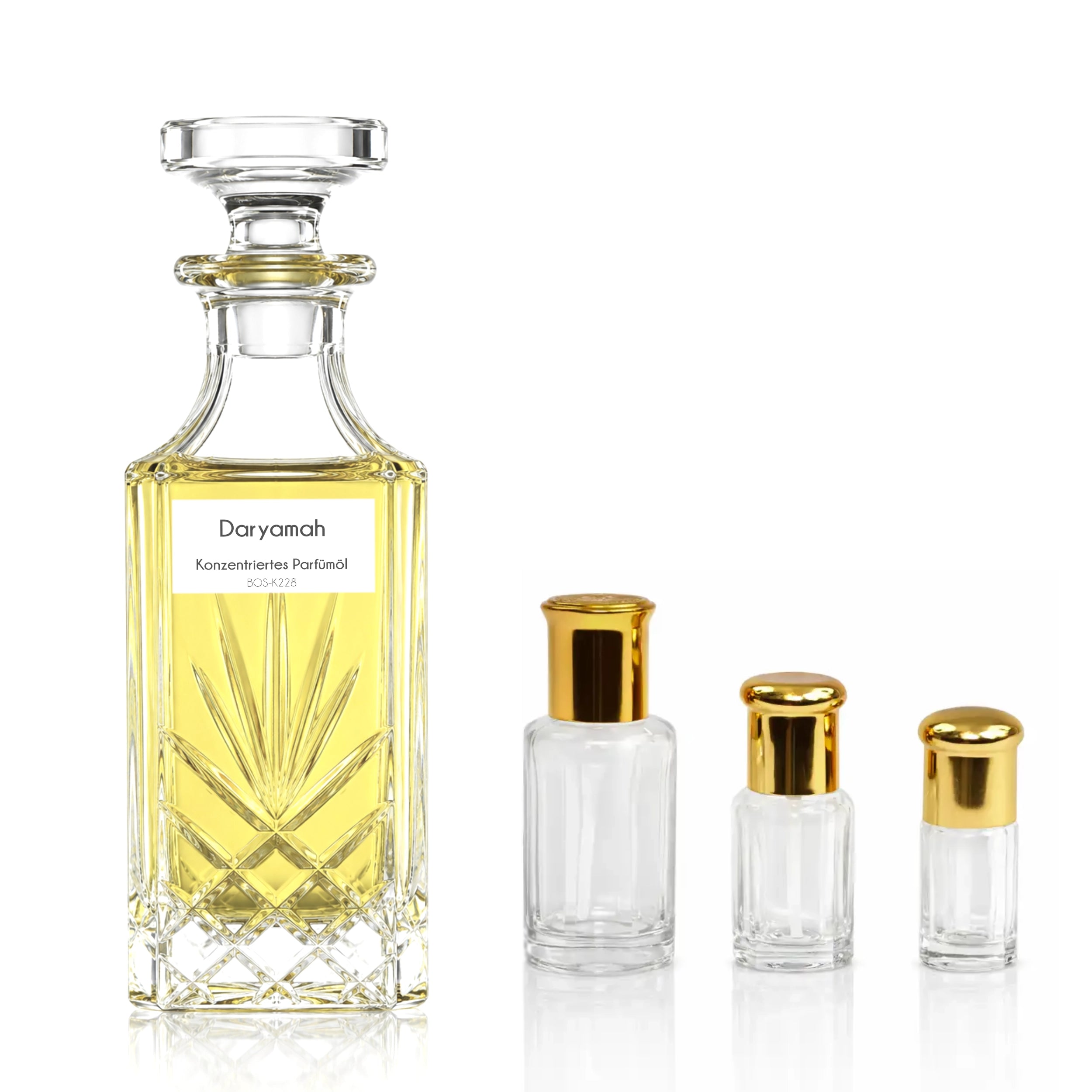 Daryamah Parfümöl für Herren von Sultan Essancy im Glasflakon mit verschiedenen Größen, inspiriert von einem aromatisch-pudrigen Duft mit Iris, Lavendel, Wildleder, Safran und Vetiver.