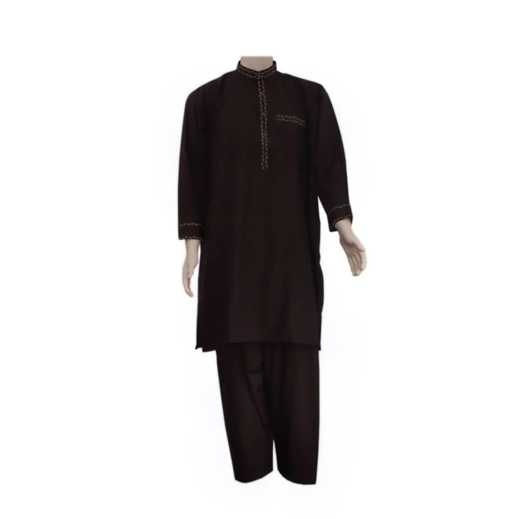 Salwar Kameez Herren - Braun mit Stickerei Oriental-Style | Oriental-Style