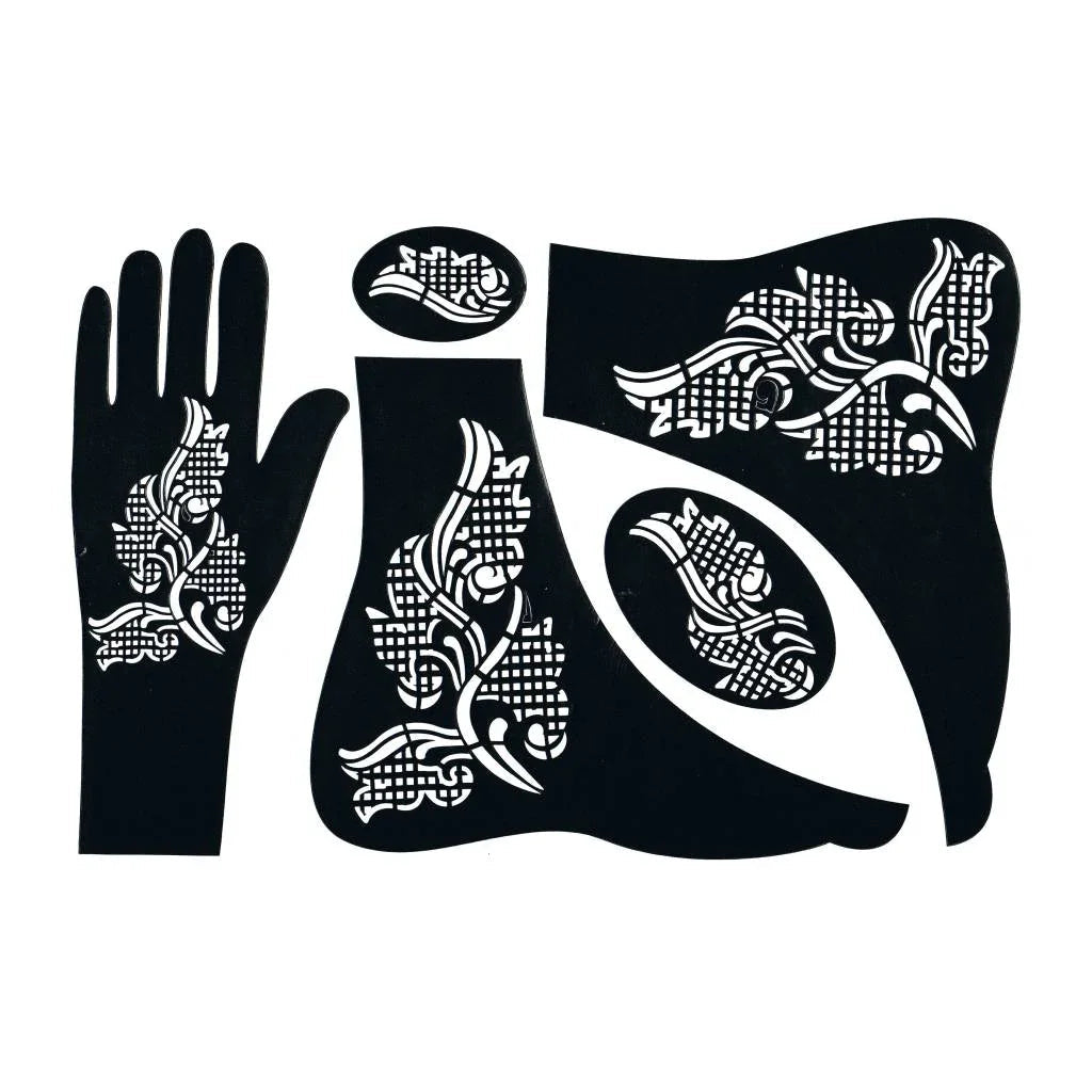 Selbstklebende Hennaschablone - Hand/Fuß 5-Teilig Oriental-Style | Oriental-Style