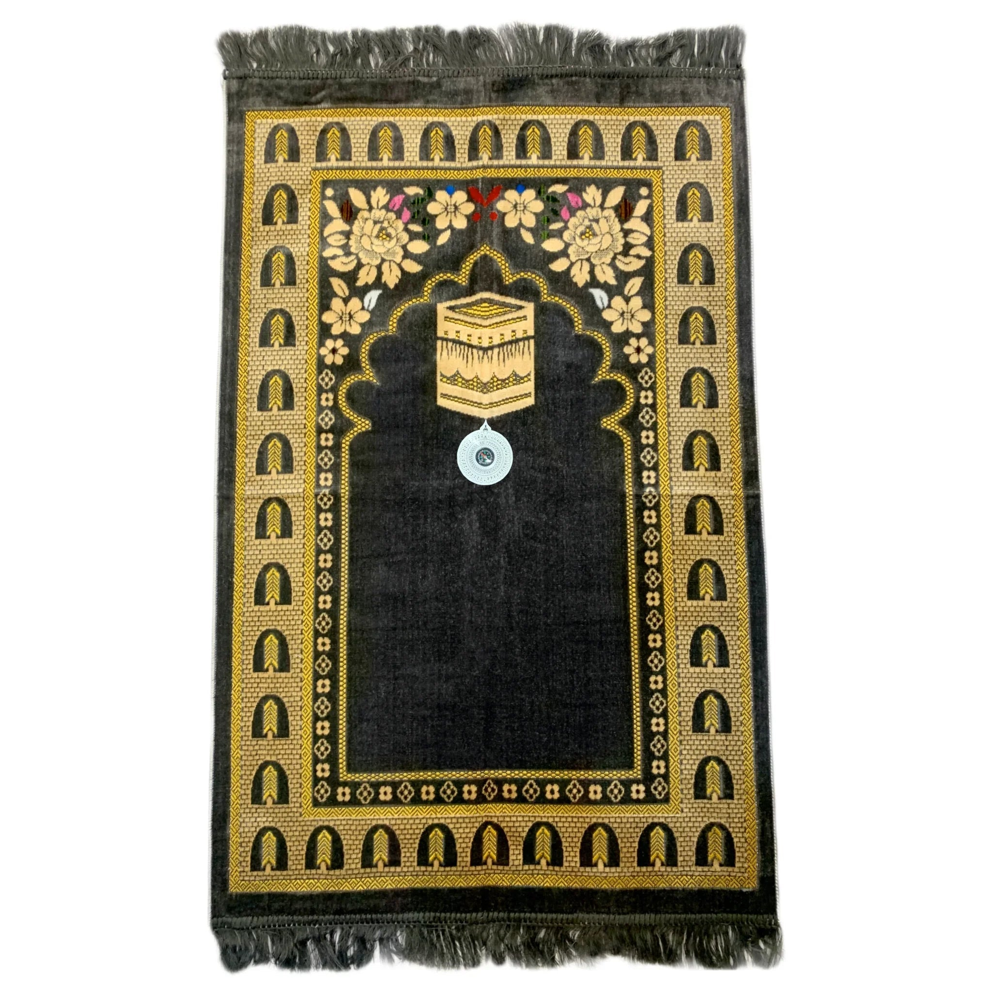 Gebetsteppich - Seccade in Grau mit Kompass Oriental-Style | Oriental-Style