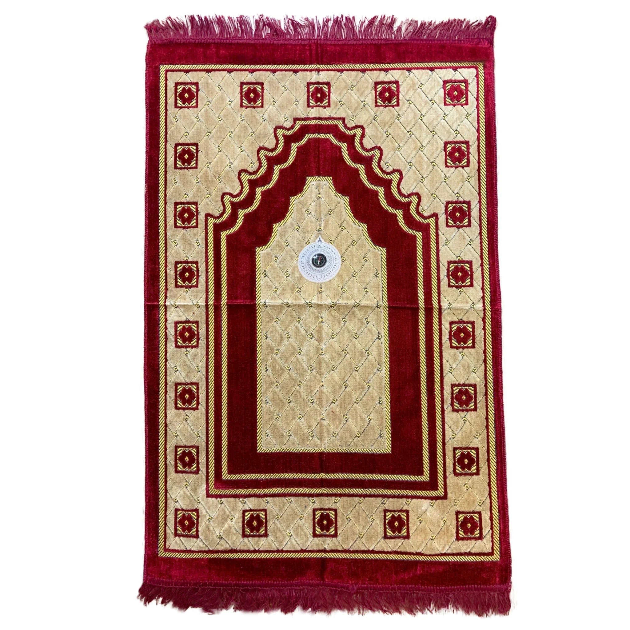 Gebetsteppich - Seccade in Rot mit Kompass Oriental-Style | Oriental-Style