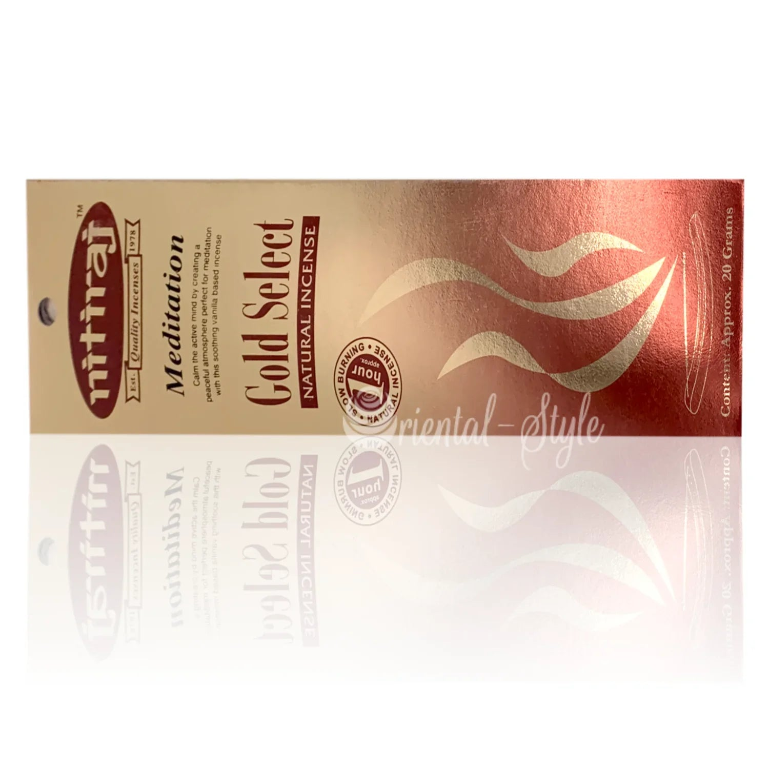 Premium Räucherstäbchen Nitiraj Gold Select Meditation Vanille (20g) Nitiraj | Oriental-Style