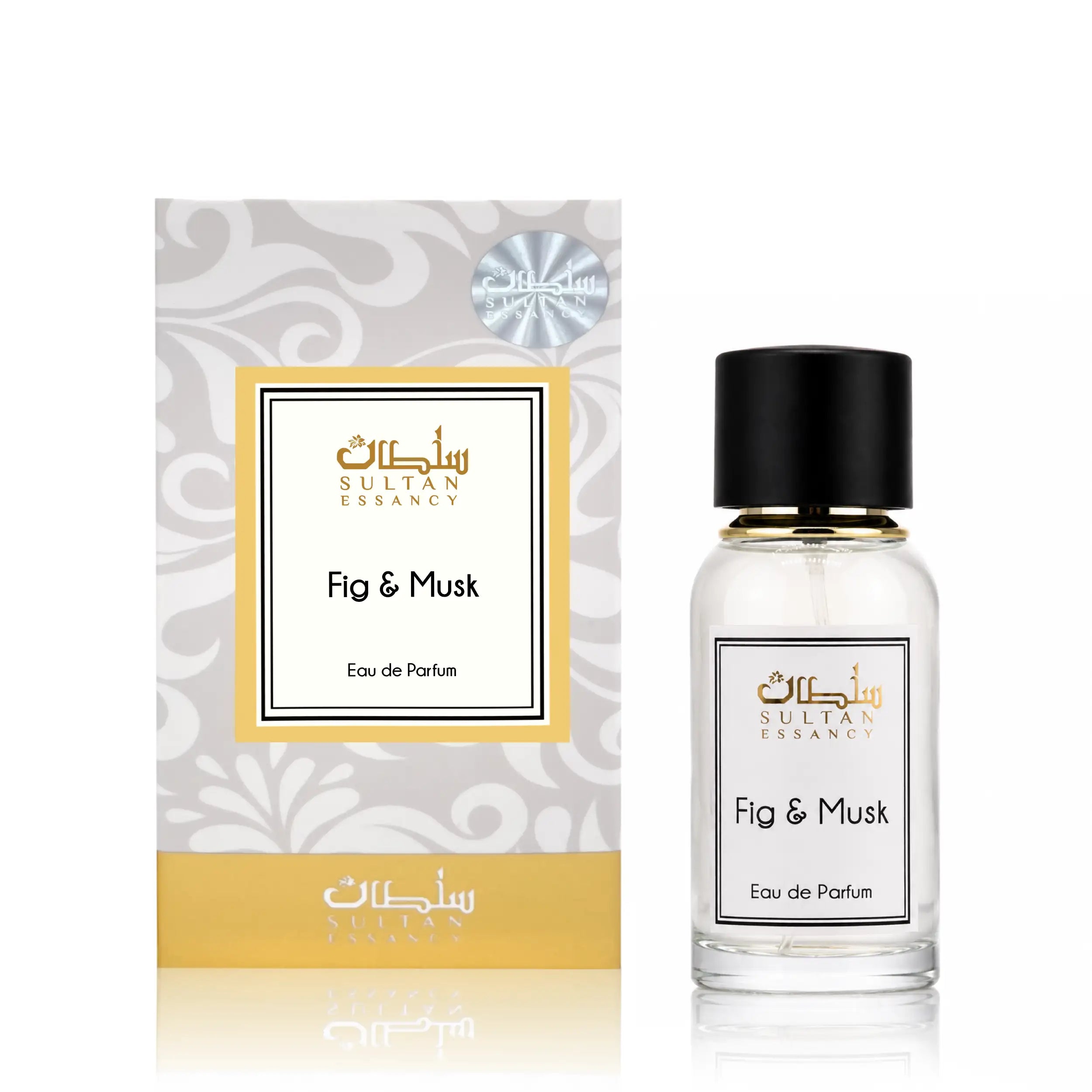 Fig & Musk von Sultan Essancy mit Parfumflakon und Verpackung, cremiger Feigenduft mit Moschus, Sandelholz, Vanille und Amber für Damen und Herren