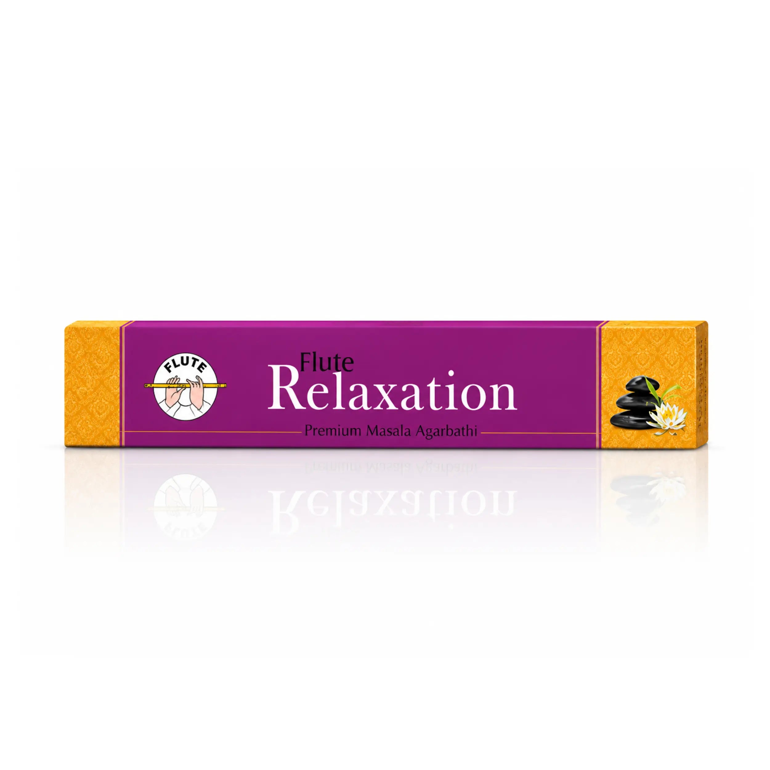 Flute Relaxation Premium Masala Agarbatti aus Indien, 12 fruchtig-florale Räucherstäbchen mit süßem Duft in der 15-g-Packung