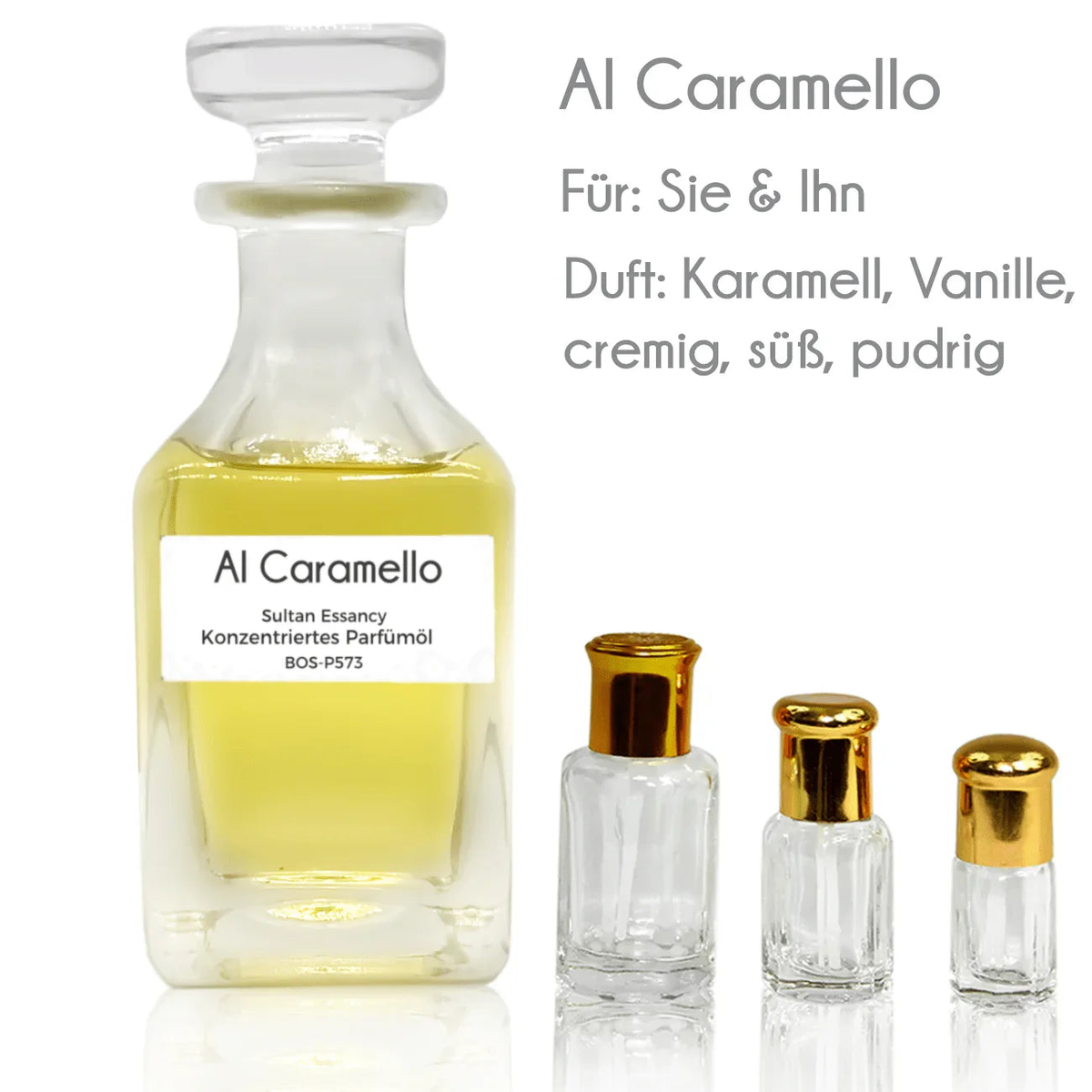 Al Caramello Sultan Essancy perfume oil with vanilla and powdery notes
