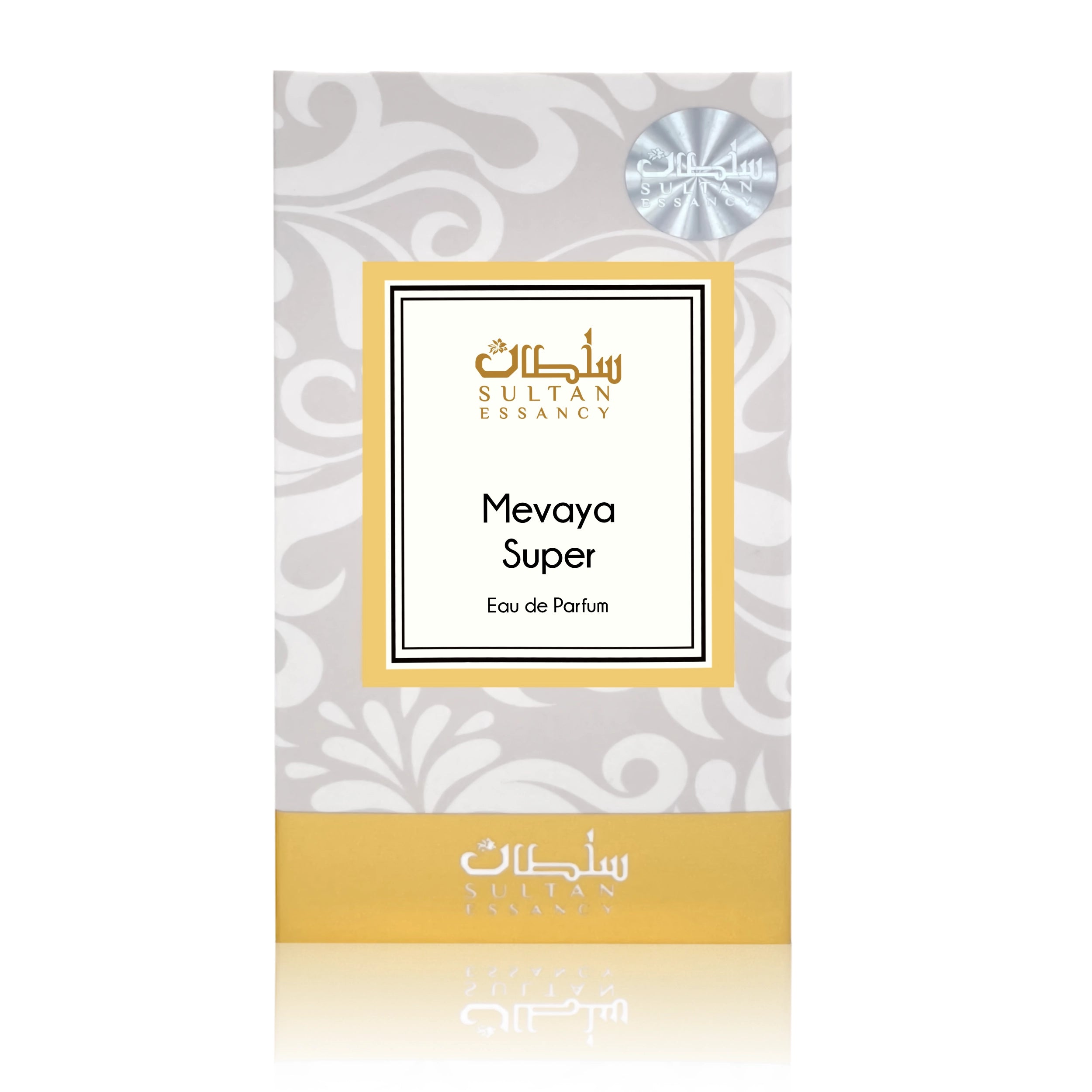 Mevaya Super von Sultan Essancy Eau de Parfum Verpackung, floraler Damenduft mit Moschus, Rose, Patchouli und Sandelholz
