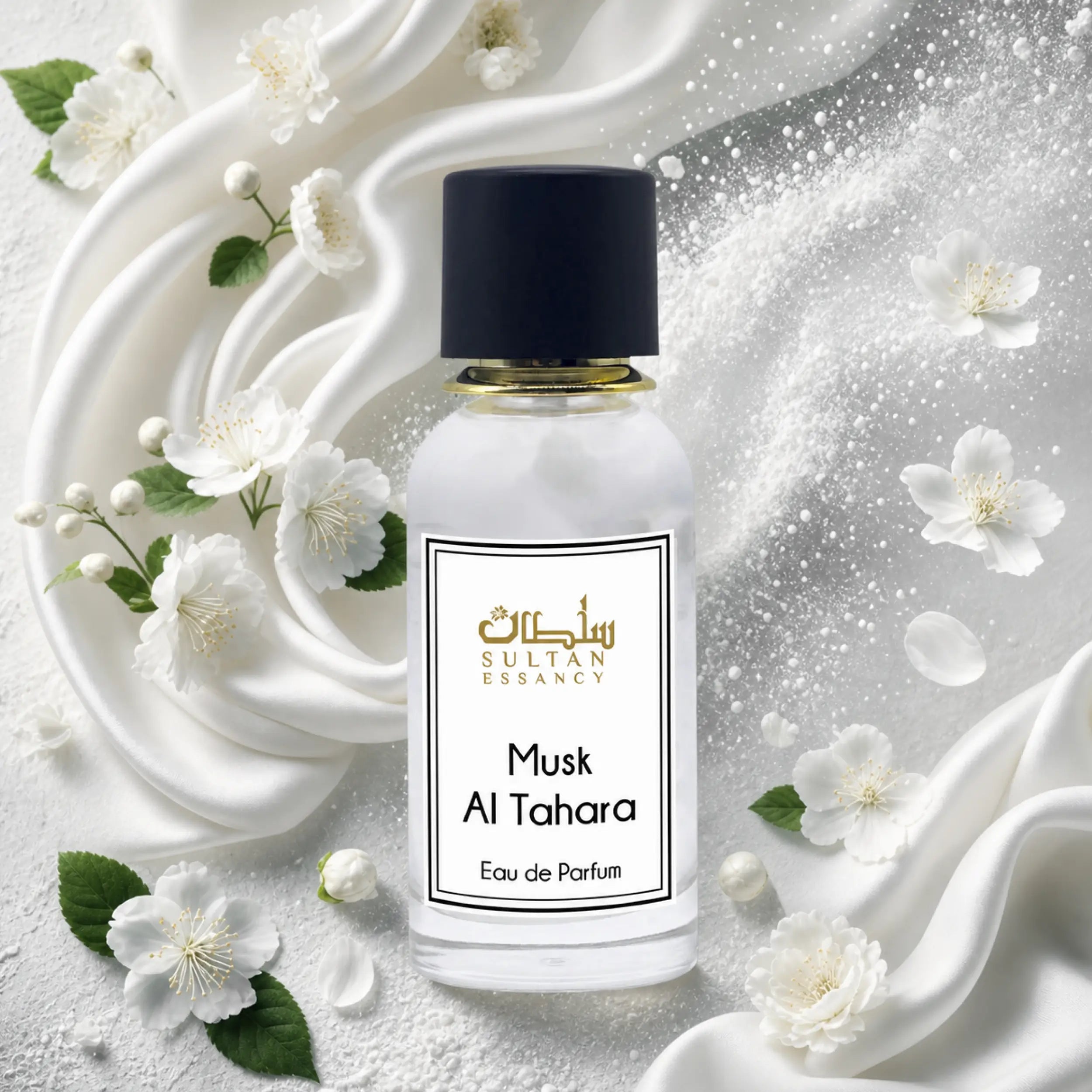 Musk Al Tahara Eau de Parfum von Sultan Essancy mit weißen Blüten und pudrigem Moschus-Akkord