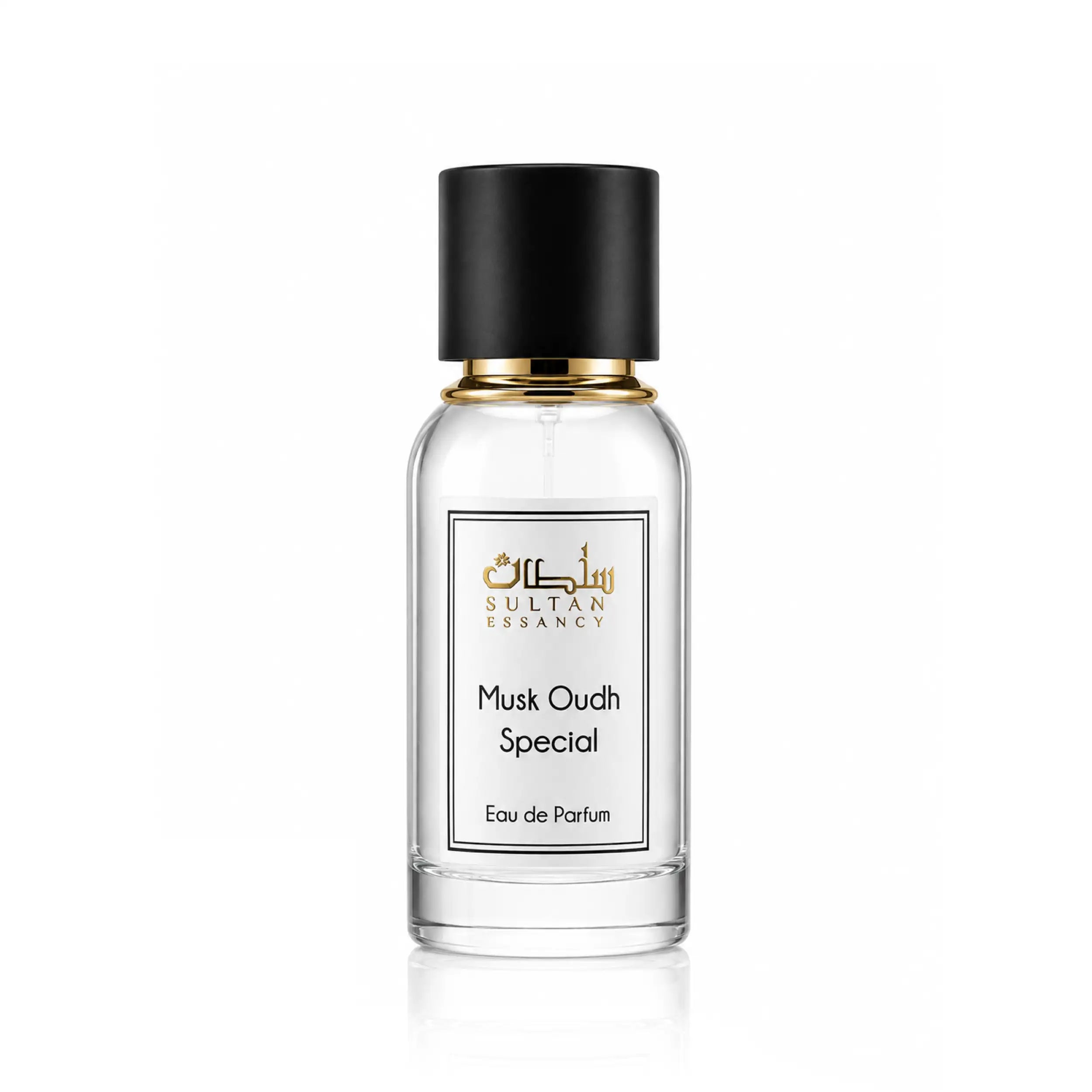 Musk Oudh Special von Sultan Essancy im transparenten Glasflakon, Eau de Parfum für Damen und Herren mit Oudh, Moschus und würzigen Noten.