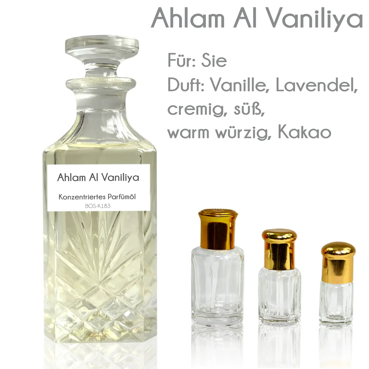 Ahlam Al Vaniliya Duftöl mit Vanille, Ingwer und Vanilleschoten-Samen