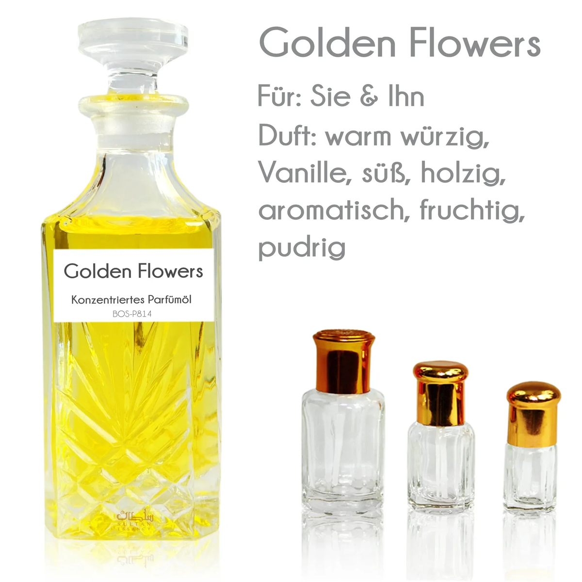 Parfümöl Golden Flowers - Parfüm ohne Alkohol Sultan Essancy | Oriental-Style
