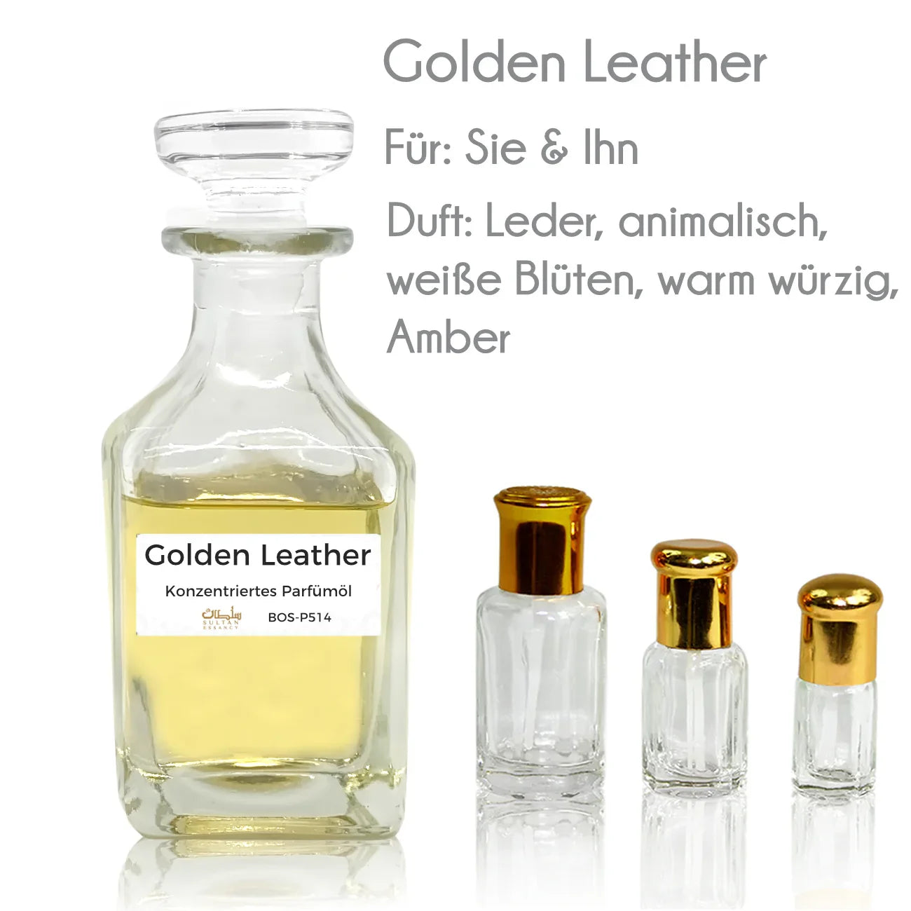 Parfümöl Golden Leather - Parfüm ohne Alkohol Sultan Essancy | Oriental-Style