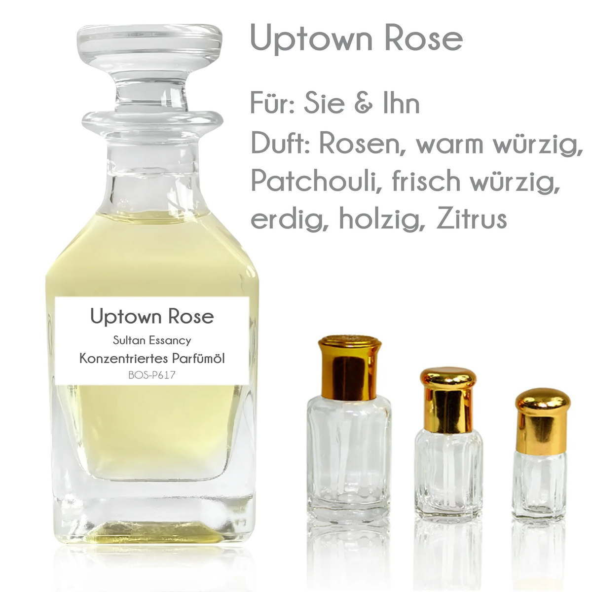 Parfümöl Uptown Rose - Attar Parfüm ohne Alkohol Sultan Essancy | Oriental-Style