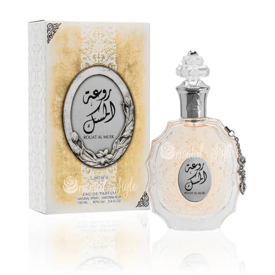 Rouat Al Musk Lattafa Eau de Parfum Flakon und Verpackung 100ml