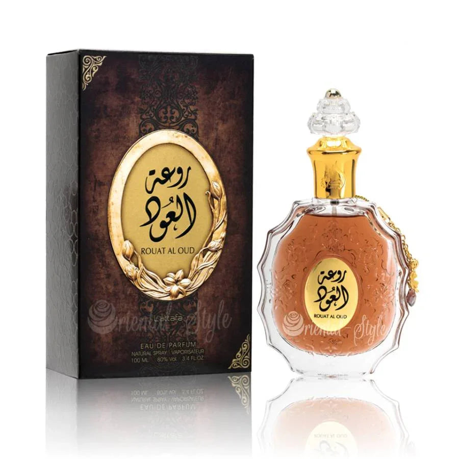 Rouat Al Oud Lattafa Eau de Parfum Flakon und Verpackung 100ml