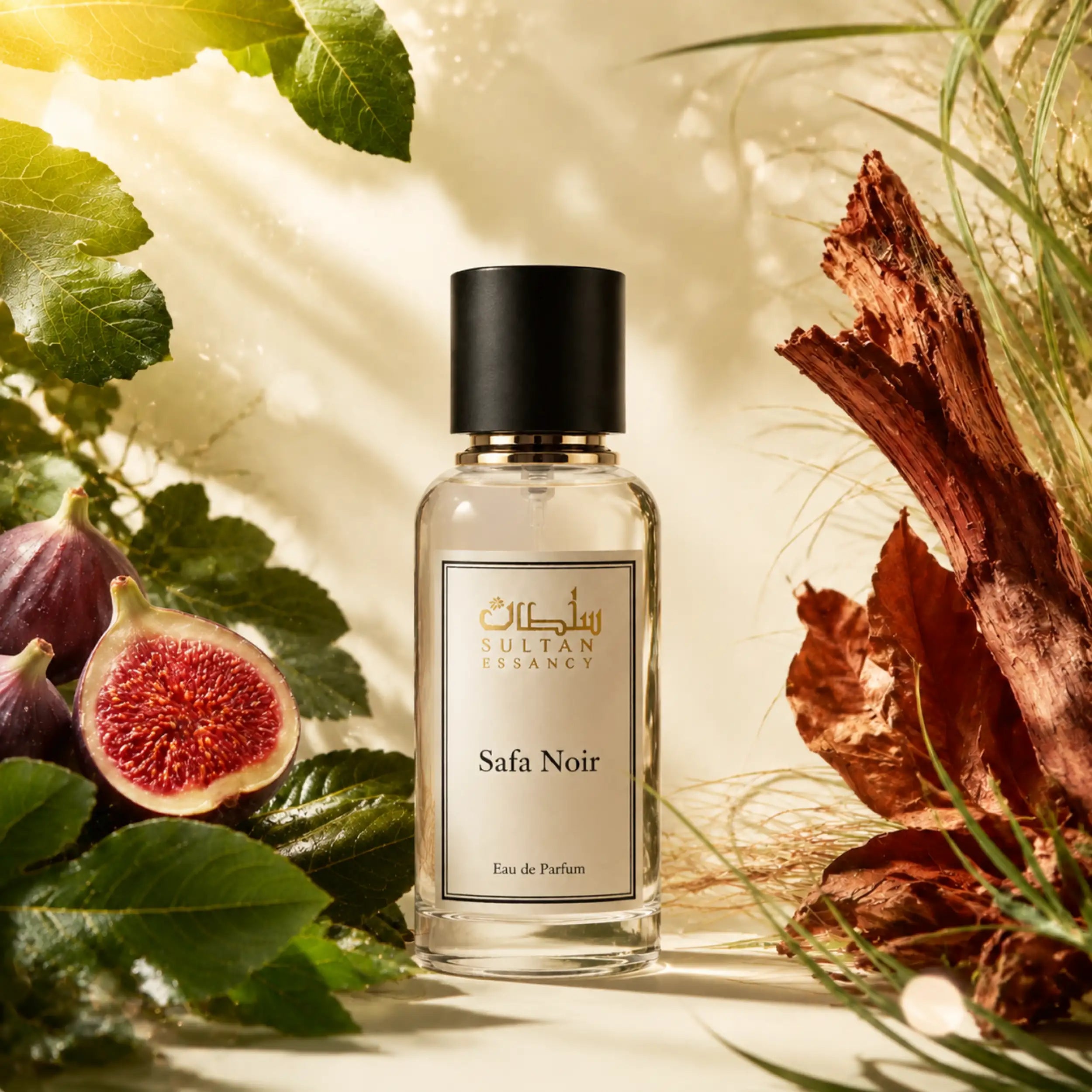 Safa Noir von Sultan Essancy mit Feige, grünen Blättern, Zedernholz und warmen Tabaknoten als elegante Duftalternative für Damen und Herren
