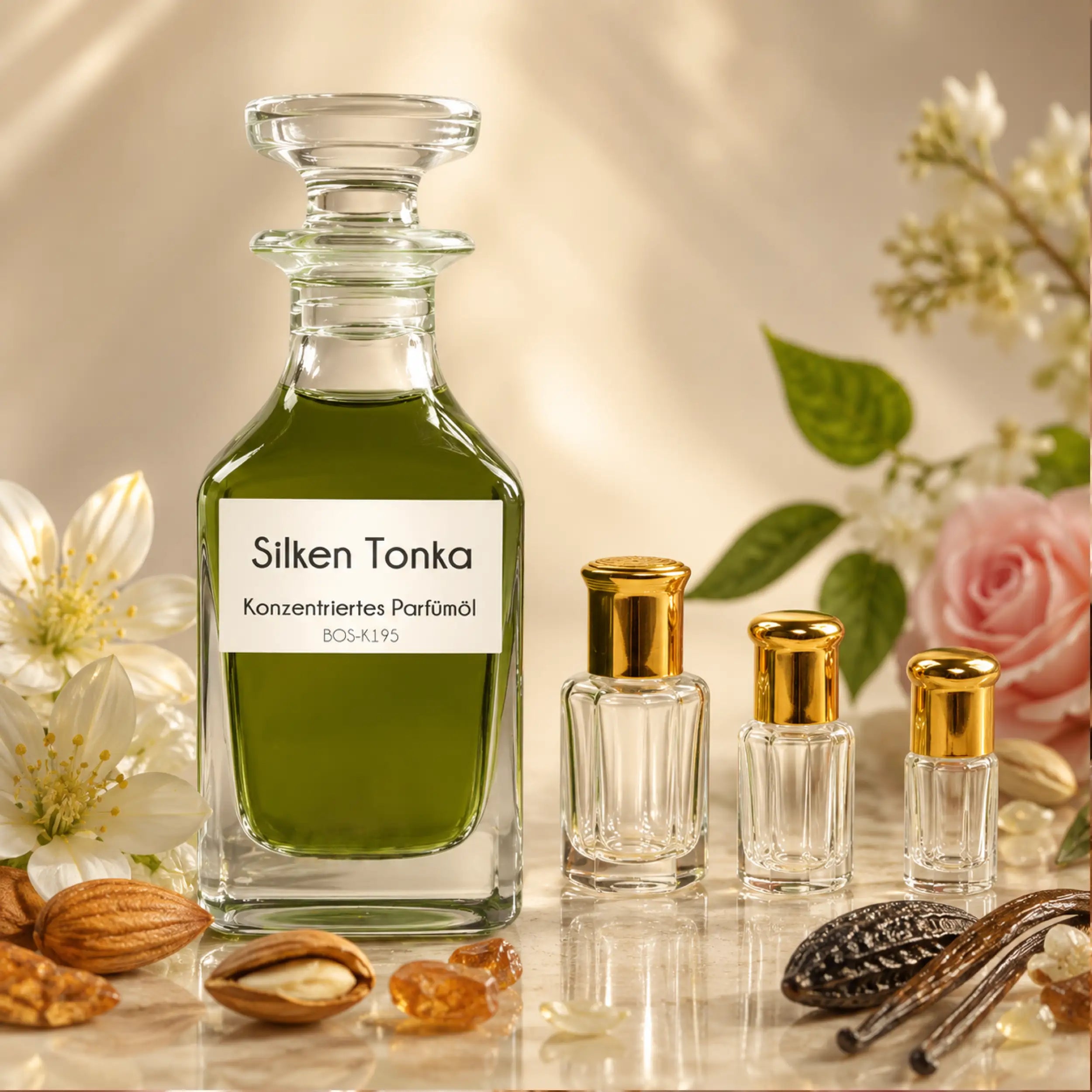 Silken Tonka von Sultan Essancy als cremiger Gourmand-Duft mit süßer Mandel, marzipanartigen Nuancen, Tonkabohne, Vanille und floraler Wärme