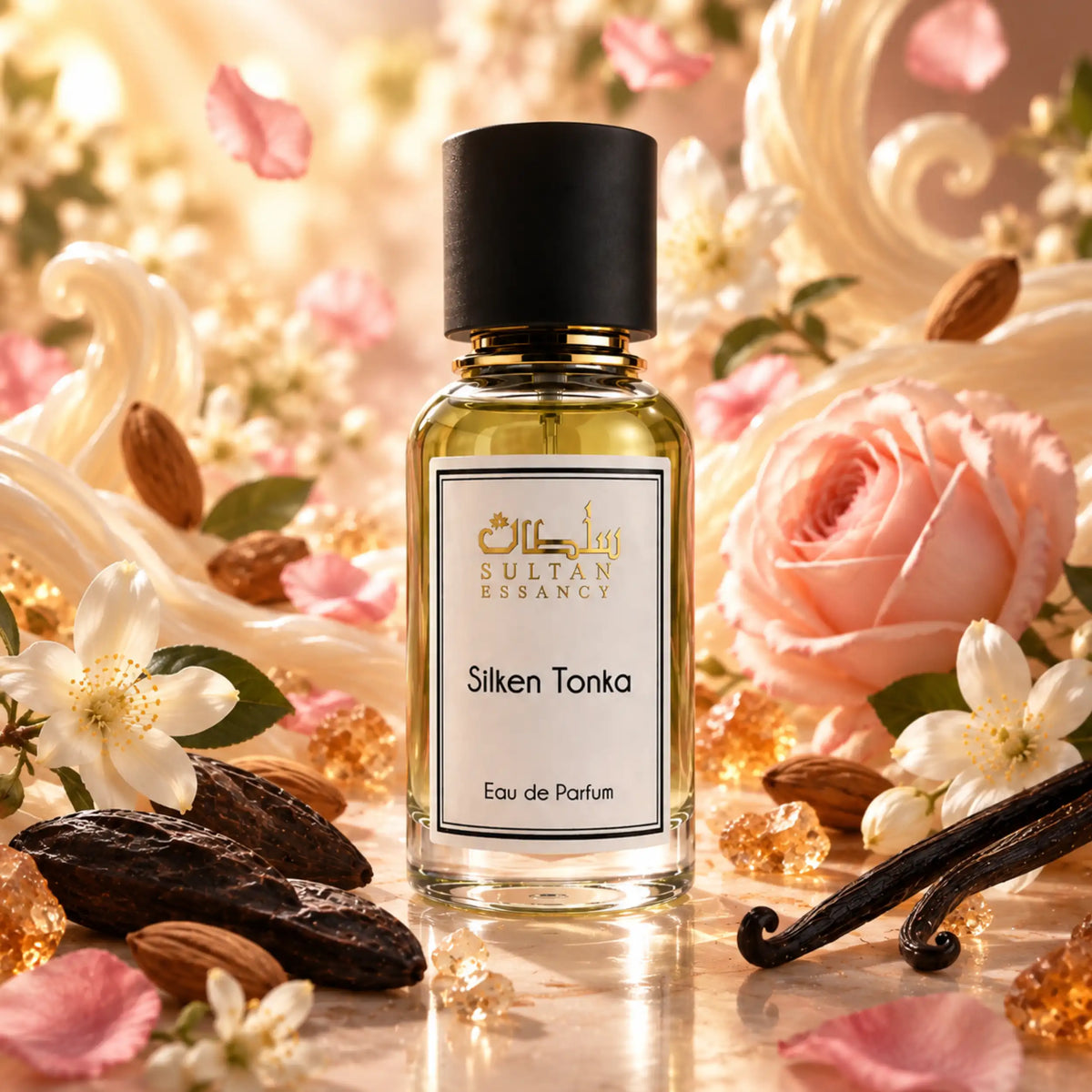 Silken Tonka Sultan Essancy Eau de Parfum mit Tonkabohnen, Vanille, Mandeln und floralen Noten