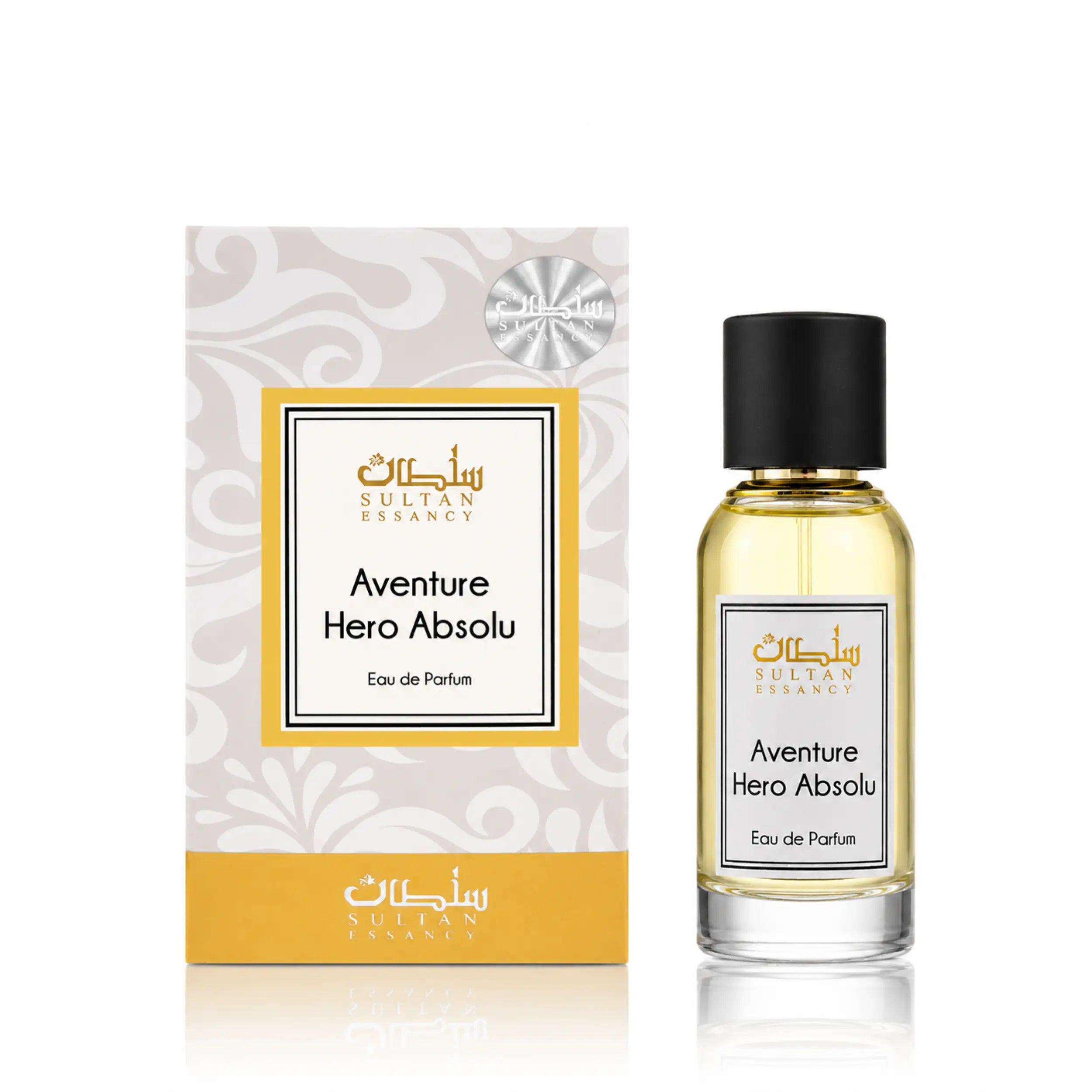 Sultan Essancy Aventure Hero Absolu Eau de Parfum mit Box, ein holzig-frischer Duftzwilling mit dunkler Zitrusfrische, Ananas, Grapefruit, Beeren und Moos bei Oriental-Style